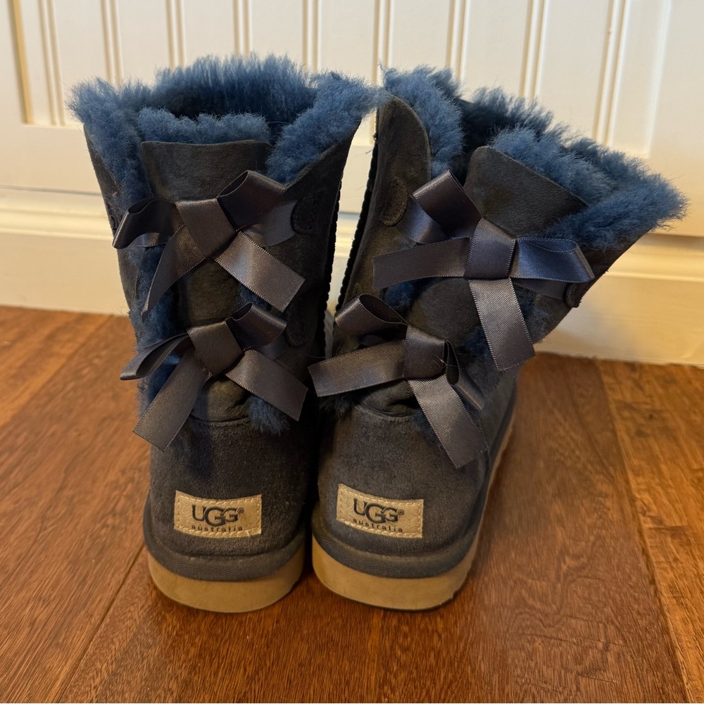 UGG Blue Fur-Lined Boots with Bows